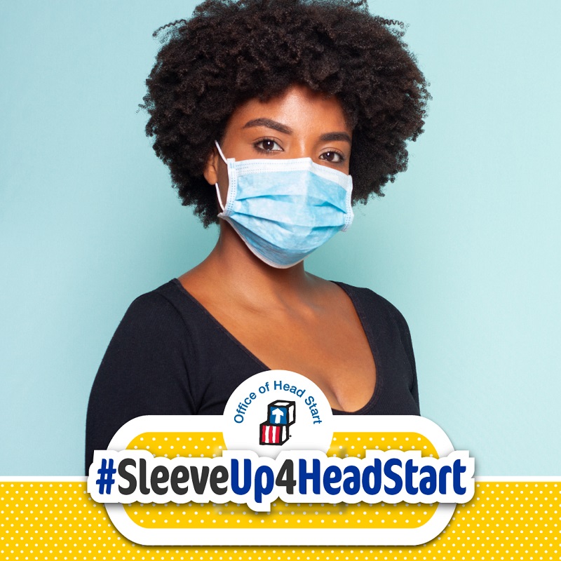 Imagen de las redes sociales para #SleeveUp4HeadStart en formato cuadrado para LinkedIn e Instagram