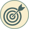 Goal setting icon with arrow hitting the bullseye.