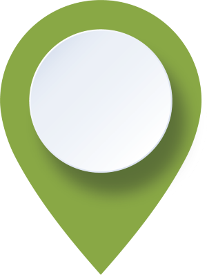 A white circle on a olive green and black background you are here icon to denote driver 1.