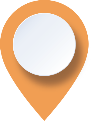 A white circle on a peach and black background you are here icon to denote driver 4.