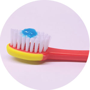 Use a pea-sized amount of toothpaste on a toothbrush for children ages 3 to 6