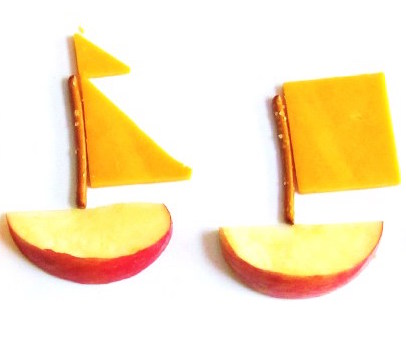 Barcos de piratas de queso y manzana