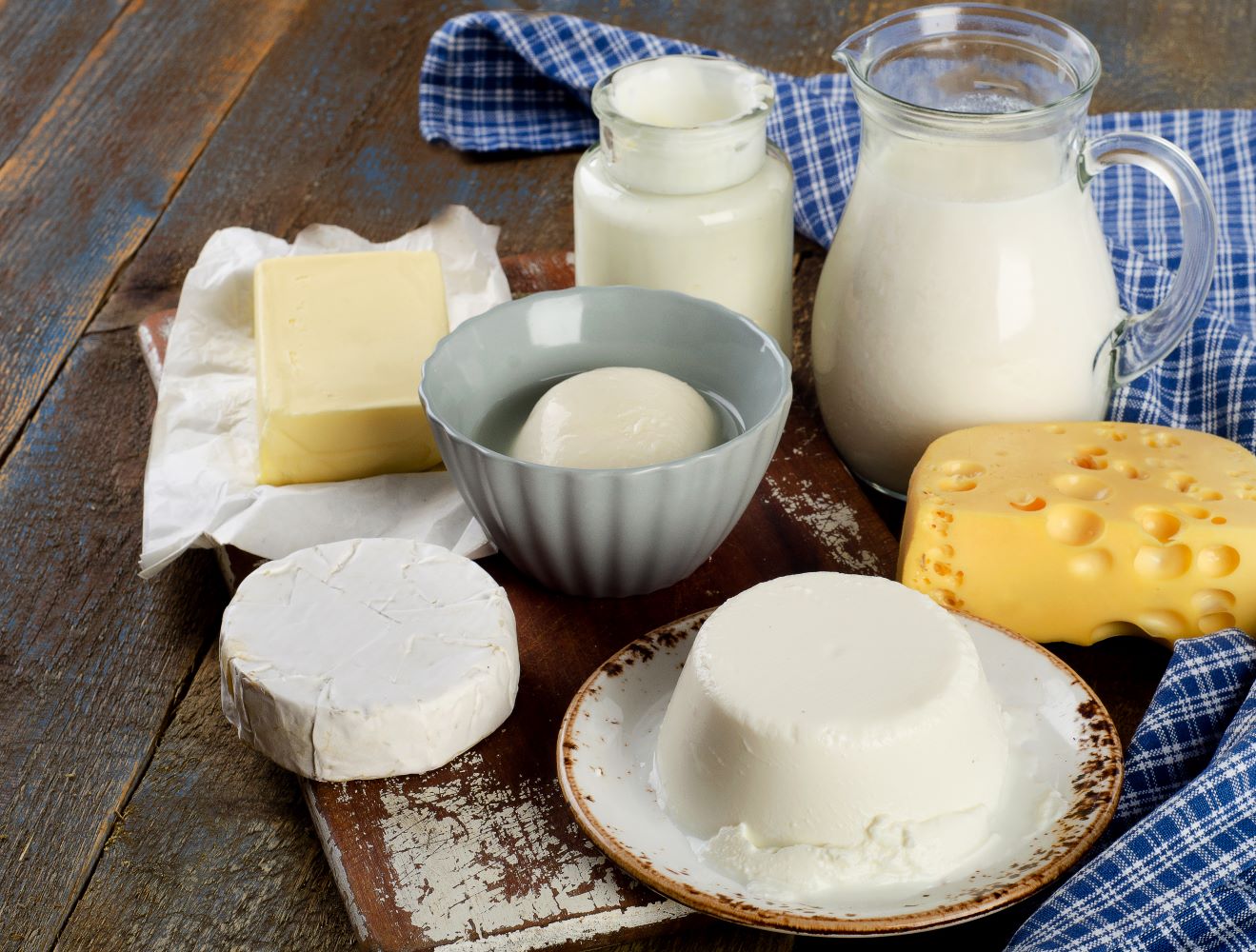 Collection of items made from dairy.