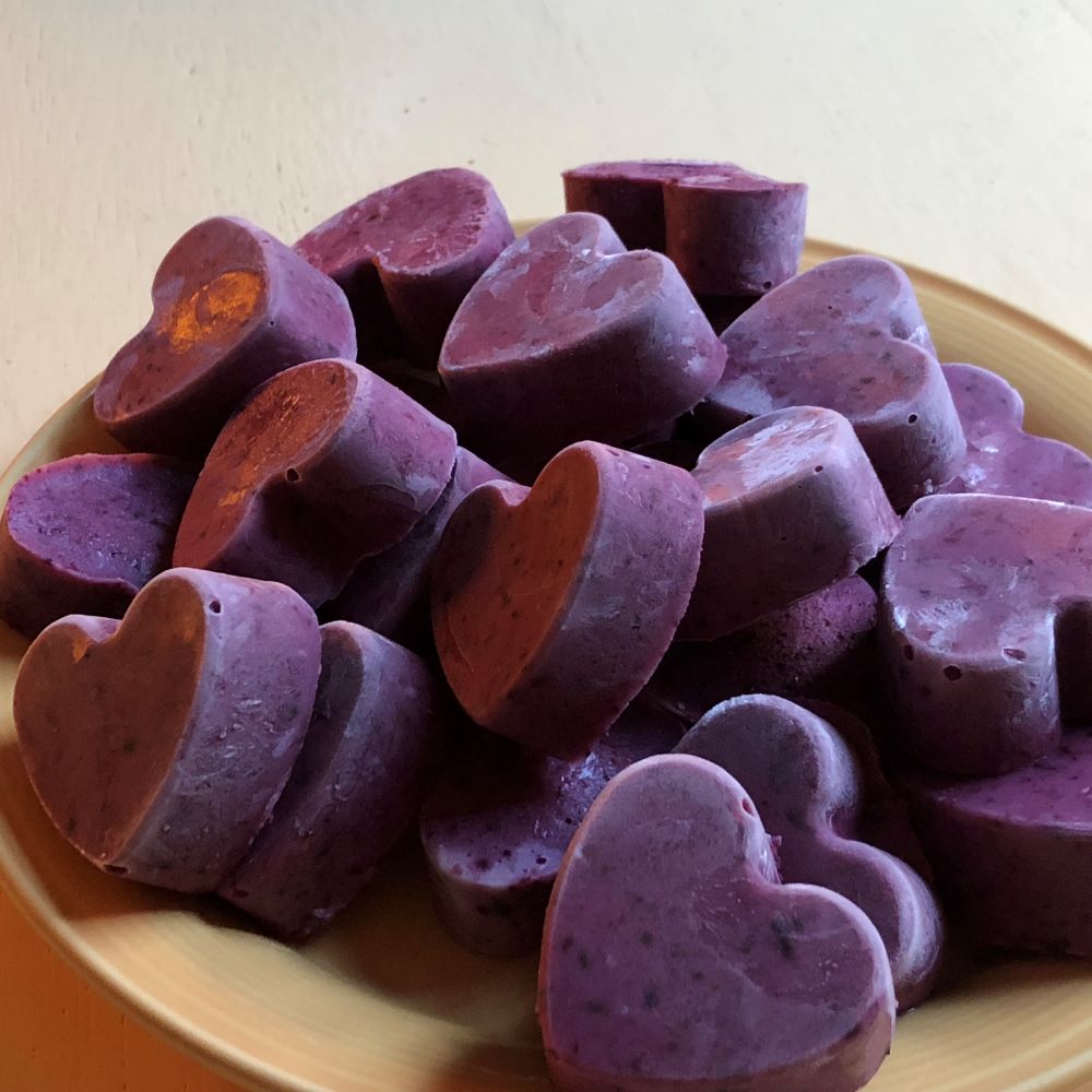 Frozen yogurt hearts.