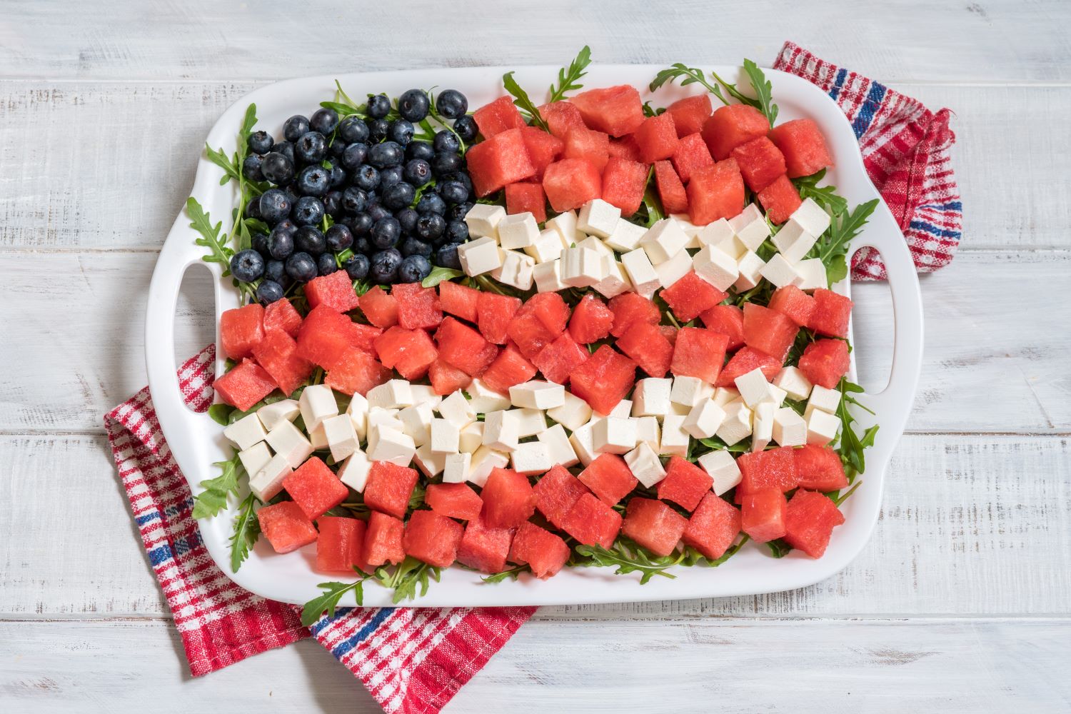 Fruit and cheese flag.