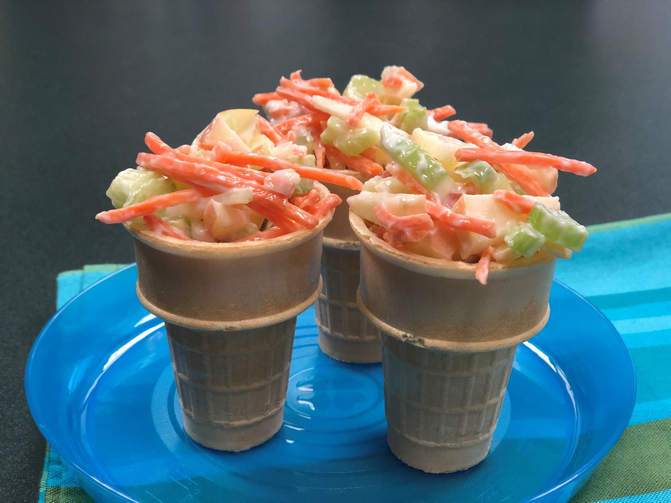 Fruit and veggie cones.