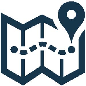 Icon of a map with a location marker