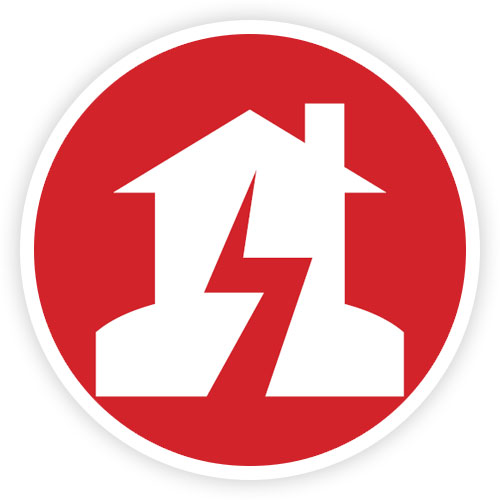 Icon of a house with a earthquake crack in it