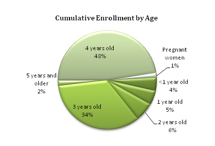 Gráfico circular - Inscripciones acumulativas por edad