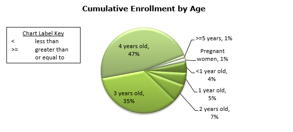 Gráfico circular - Inscripciones acumulativas por edad