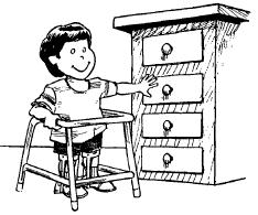 child touching drawer