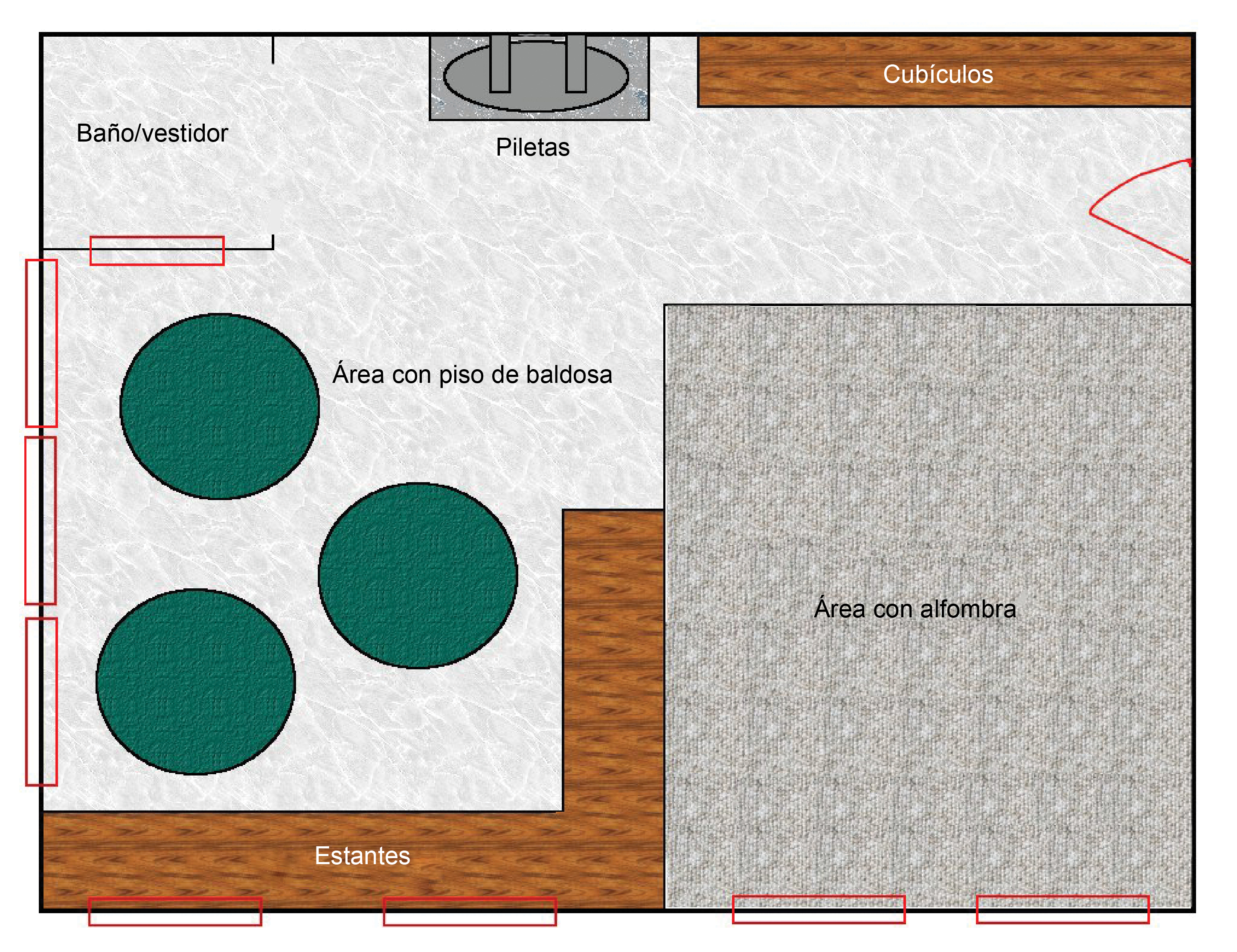 Disposición potencial de un área del patio de juego