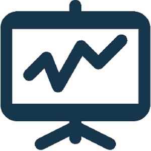 Icon of a whiteboard with a chart