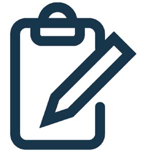 Icon of a clipboard and pencil